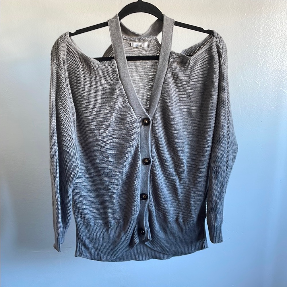NWOT Gray V-Neck Cardigan Sweater with Long Sleeves